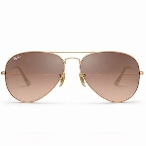 Ray-Ban Gold Frame Aviator Sunglasses with Brown Lenses